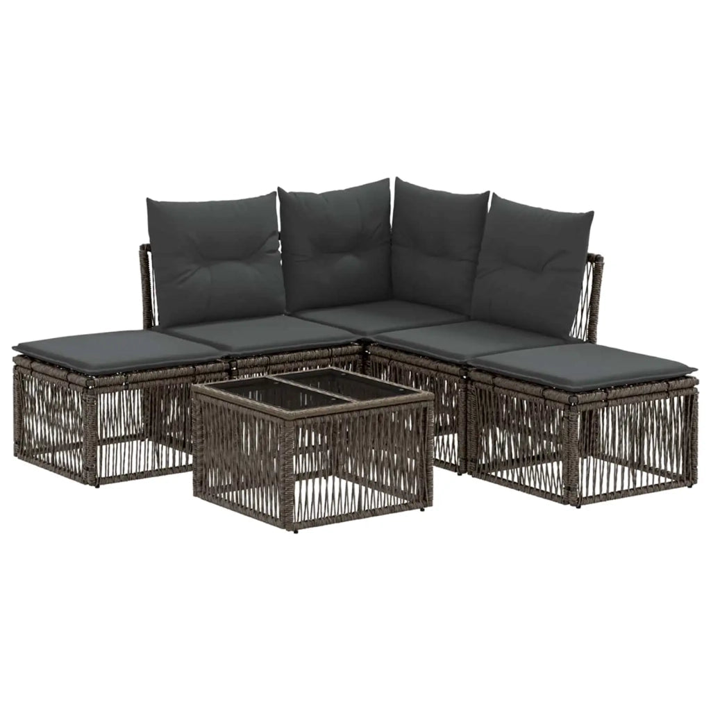 Set Divano da Giardino 6 pcs Grigio polyrattan