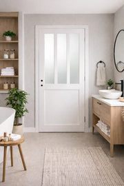 Blocco porta officina BIANCO vetro satinato H204 x L83 spingendo a sinistra Dimensioni tavolo