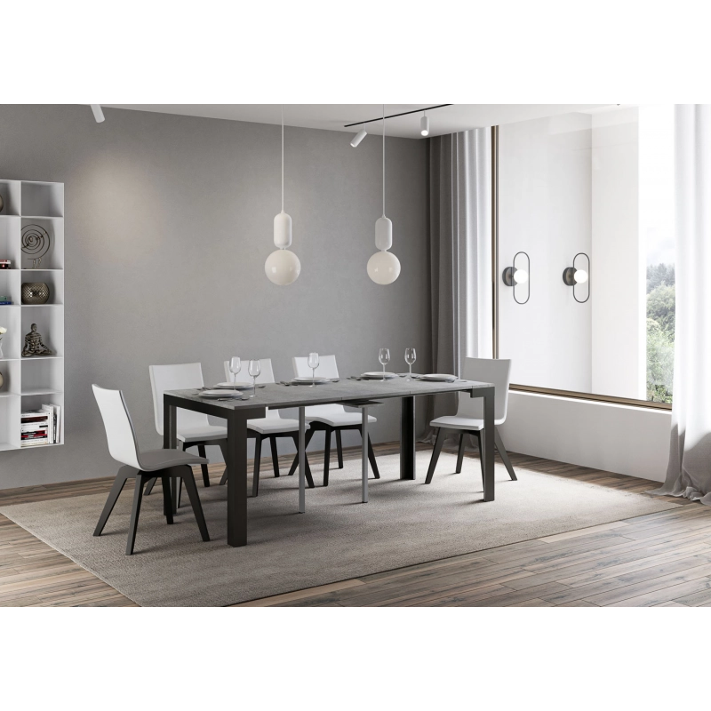 Consolle allungabile 90x40/196 cm Linea Small Evolution telaio Antracite - Cemento