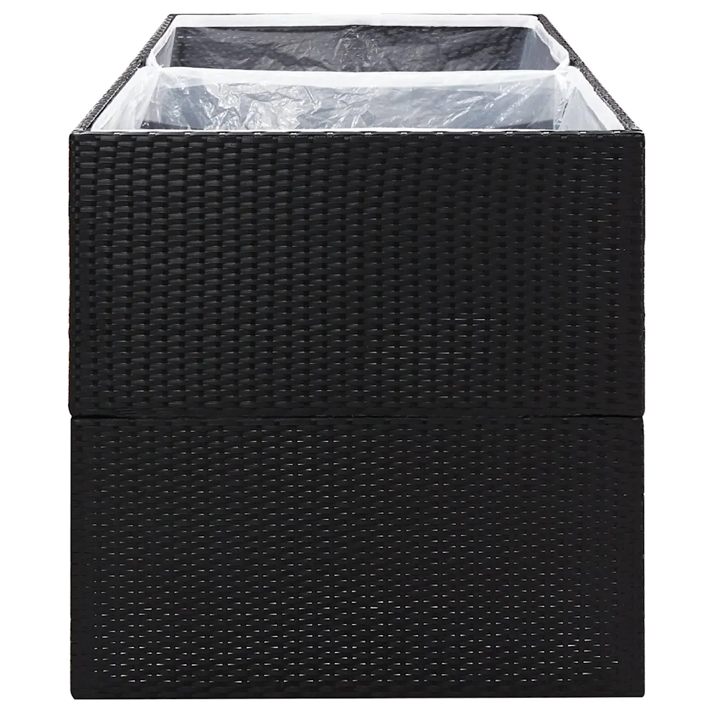 Fioriera da Giardino-Vaso da Esterno-Contenitore per Piante Nero 157x80x80 cm in Polyrattan