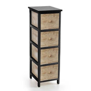 CASSETTIERA IN LEGNO NERO CON 4 CASSETTI IN COLORE NATURALE 26 X 32 X 80 CM