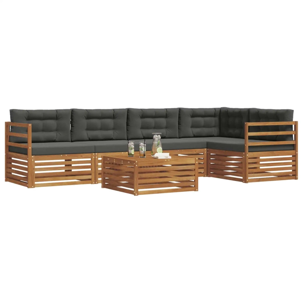 Set di divani da esterno con cuscino 6 pcs Naturale e Antracite