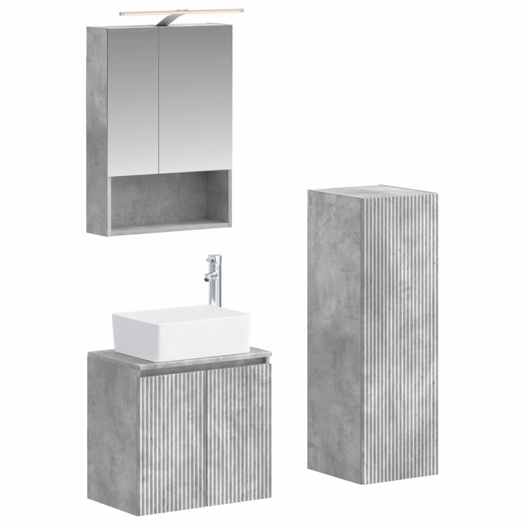 Set di mobili per il bagno 4 pcs Grigio Cemento 3407442