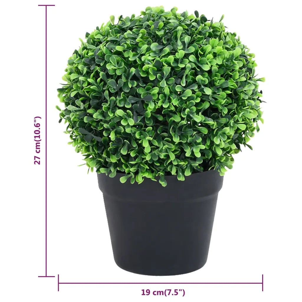 Piante di Bosso Artificiale 2 pz a Sfera con Vaso Verde 27 cm CFW1682692