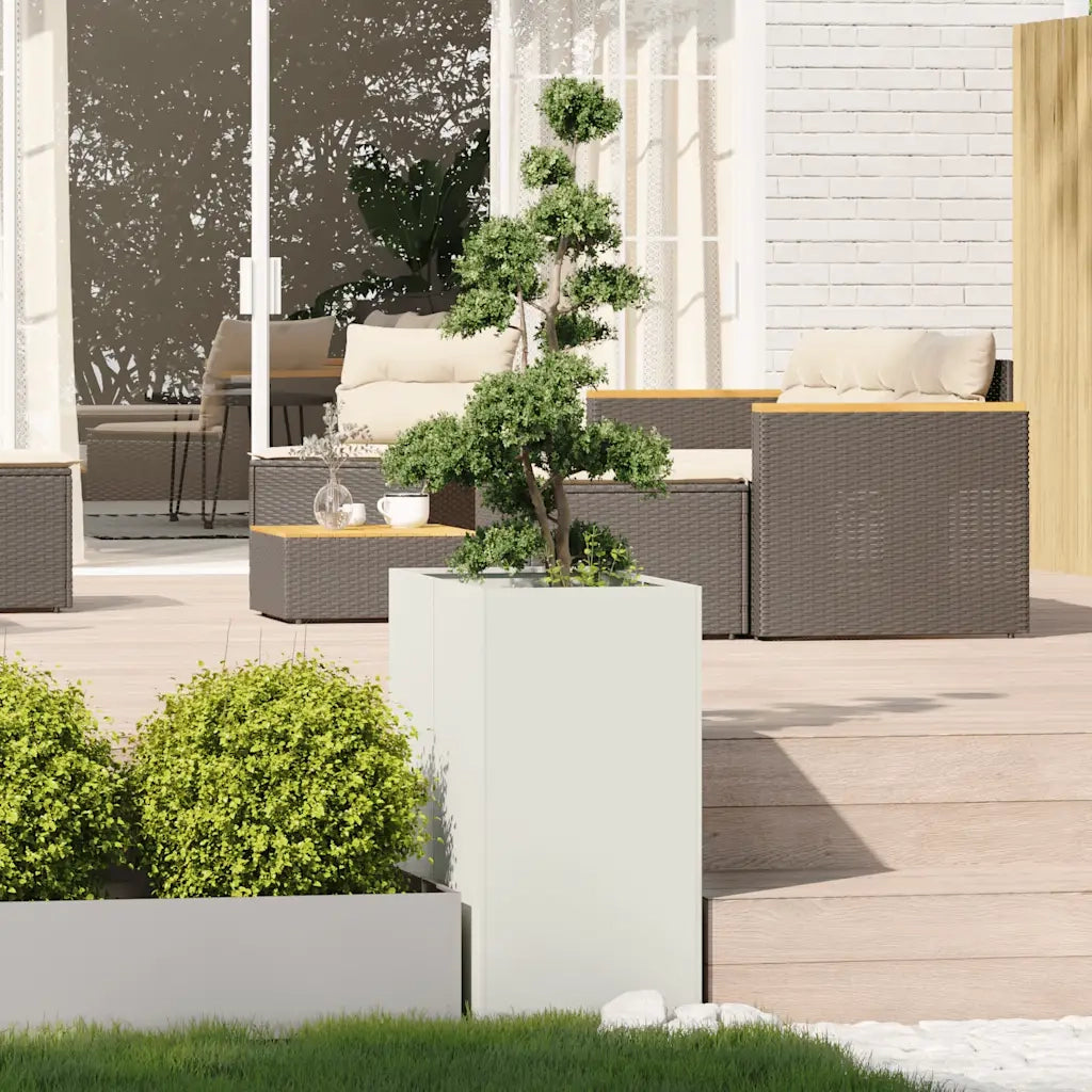 Fioriera-Vaso-Contenitore per Piante Bianca 40x80x80 cm in Acciaio