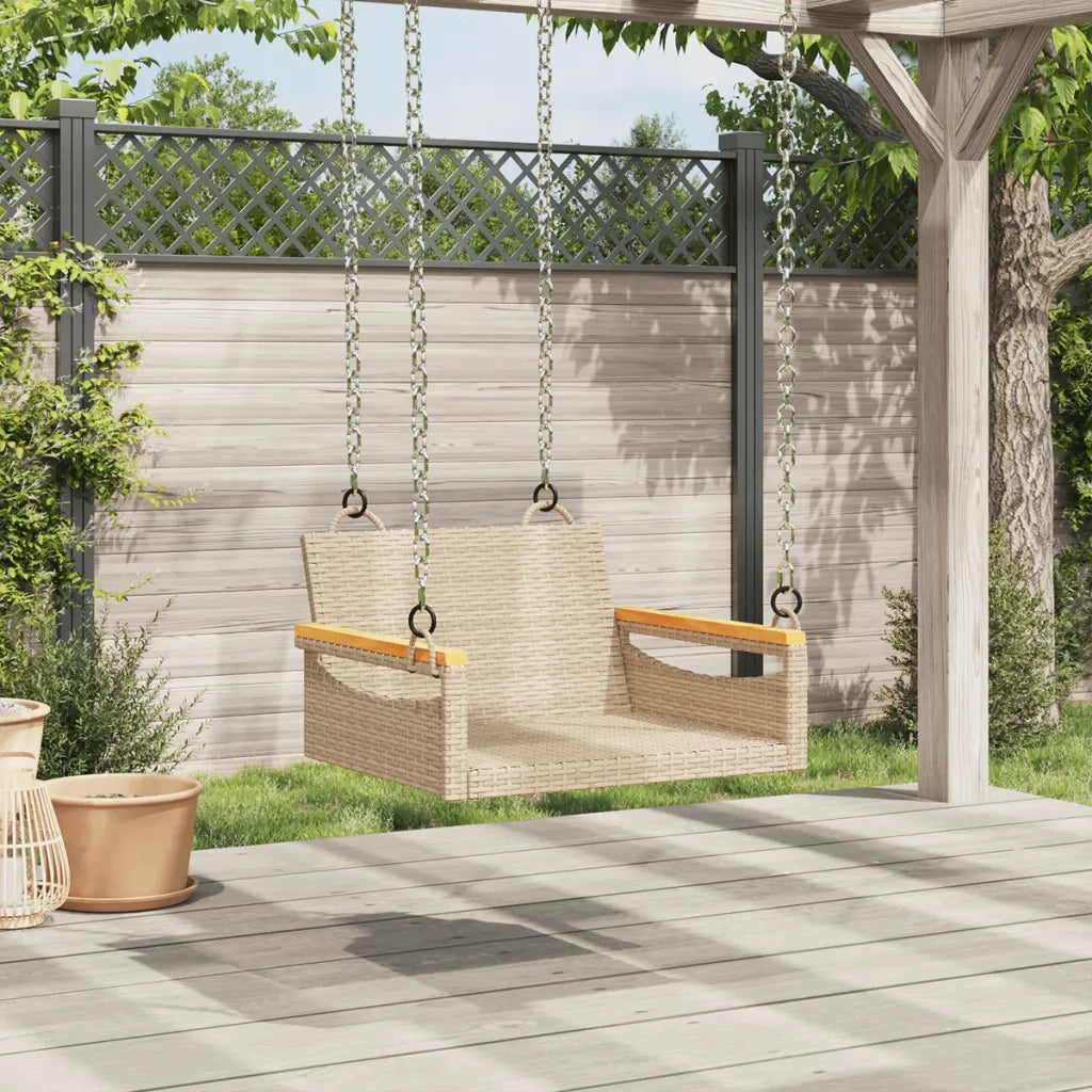 Panca da Giardino | Panchina a Dondolo Beige 63x62x40 cm in Polyrattan
