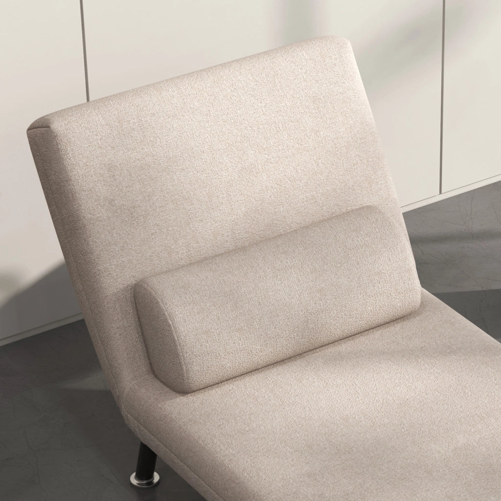 Poltrona letto pieghevole con schienale reclinabile, design moderno, color beige, 75x70x75 cm