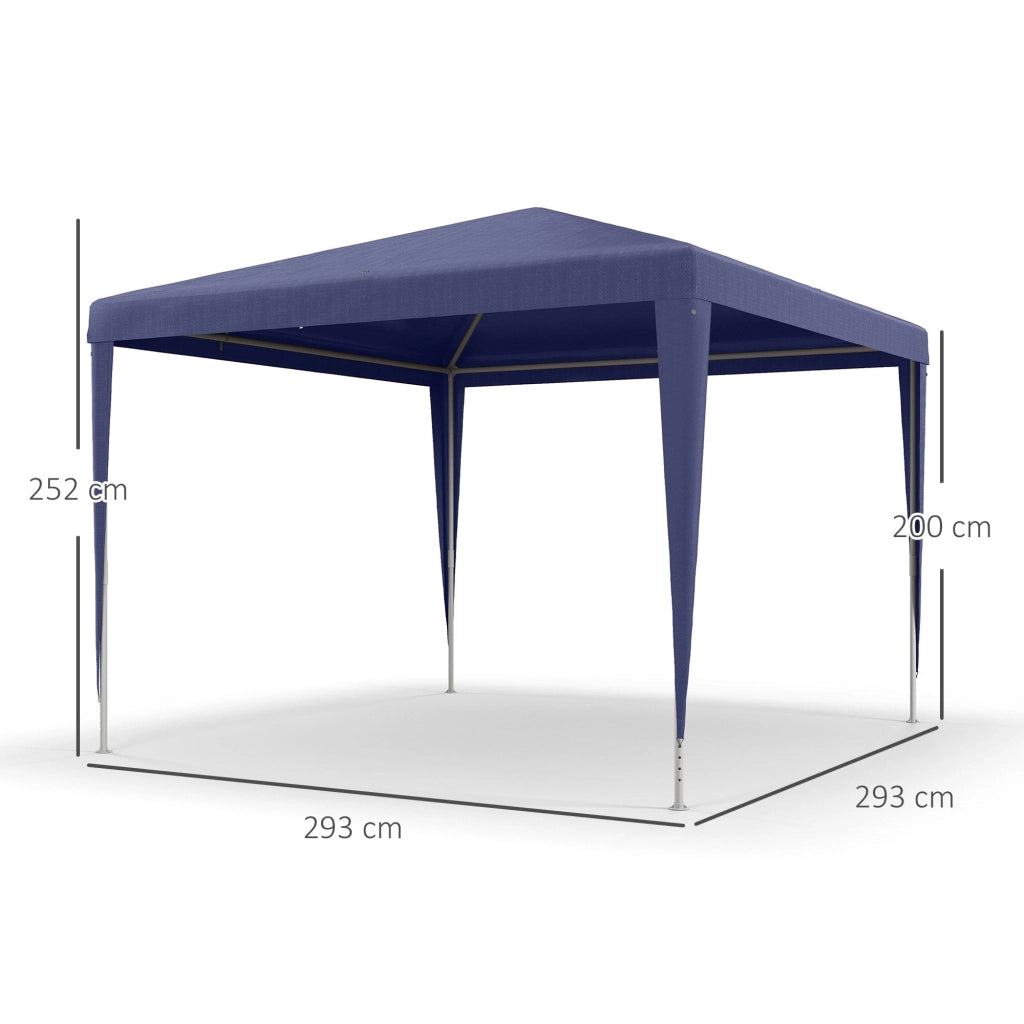 Gazebo da Giardino 293x293x252H cm Pieghevole e Portatile con Copertura Anti UV Blu