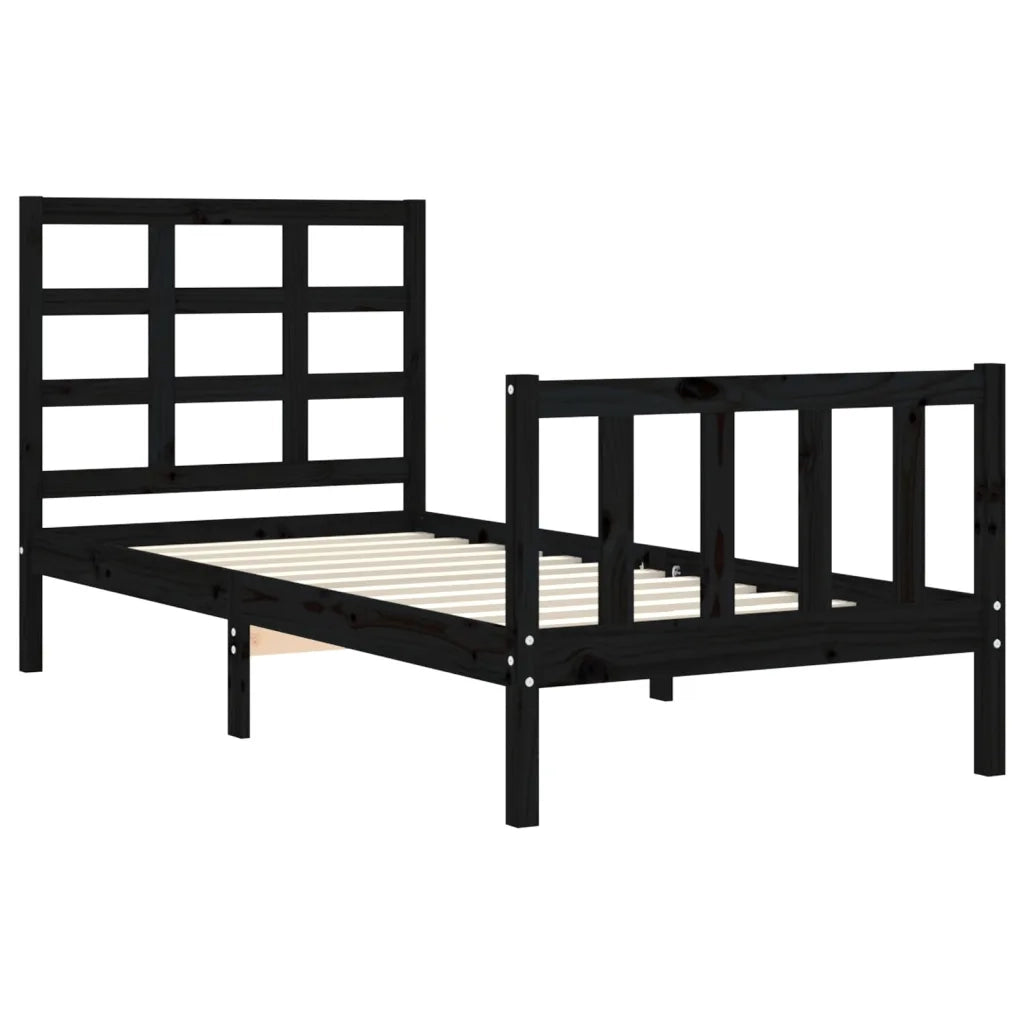 Giroletto con Testiera Nero Small Single in Legno Massello 3192065