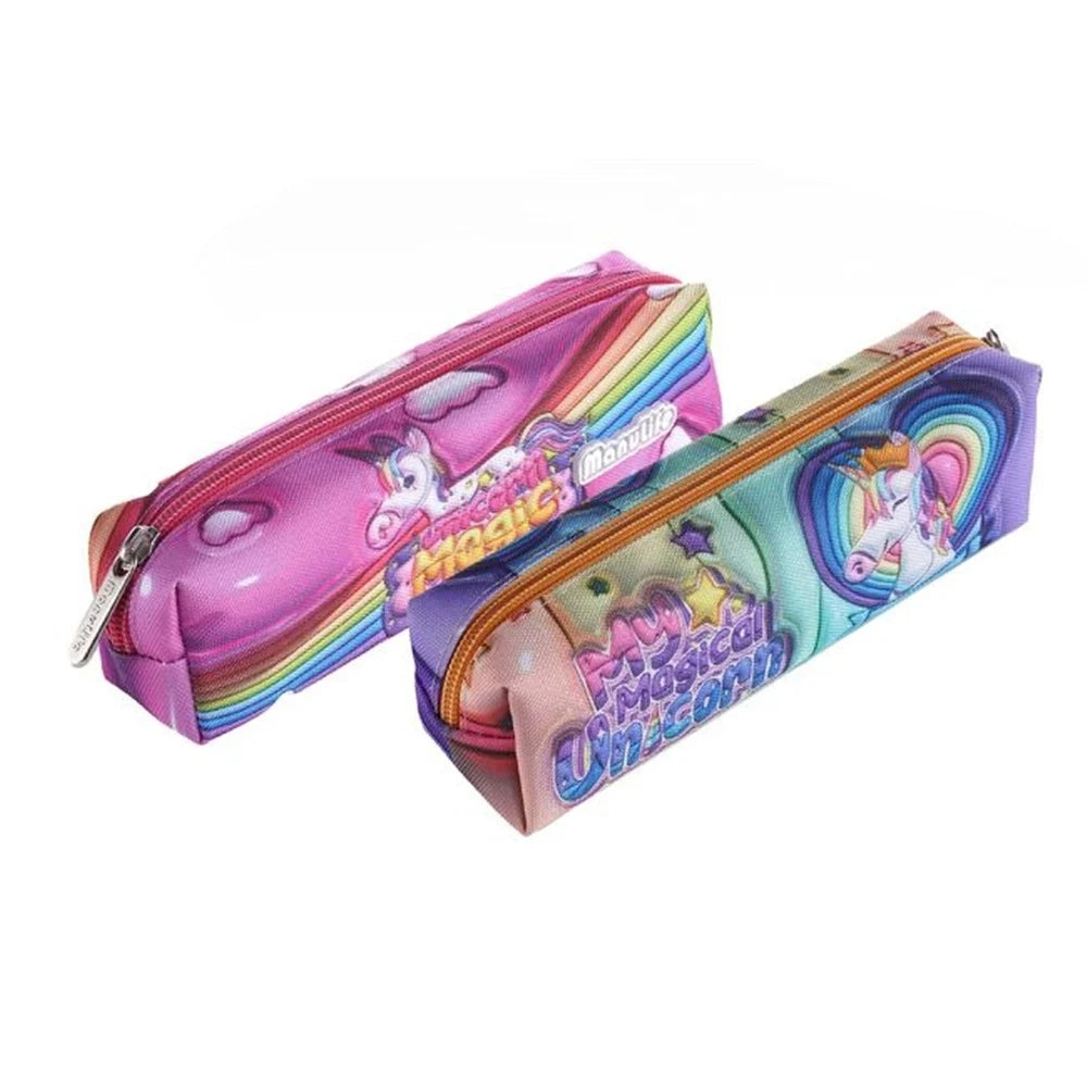 Trade Shop - Astuccio Scuola Borsa Piccola Design Unicorno Magico 5x5x20 Cm Chiusura A Zip 622022 -