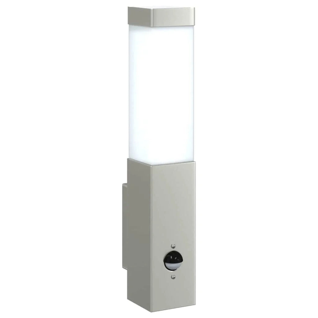 Set di 2 moderne applique da esterno dal design pulito 10,5 x 6 x 33 cm in acciaio inox argento 02_0056510