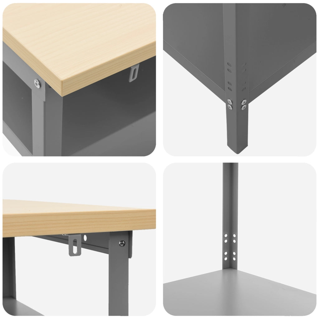 Set di 2 Banchi da Lavoro Grigi in Acciaio di