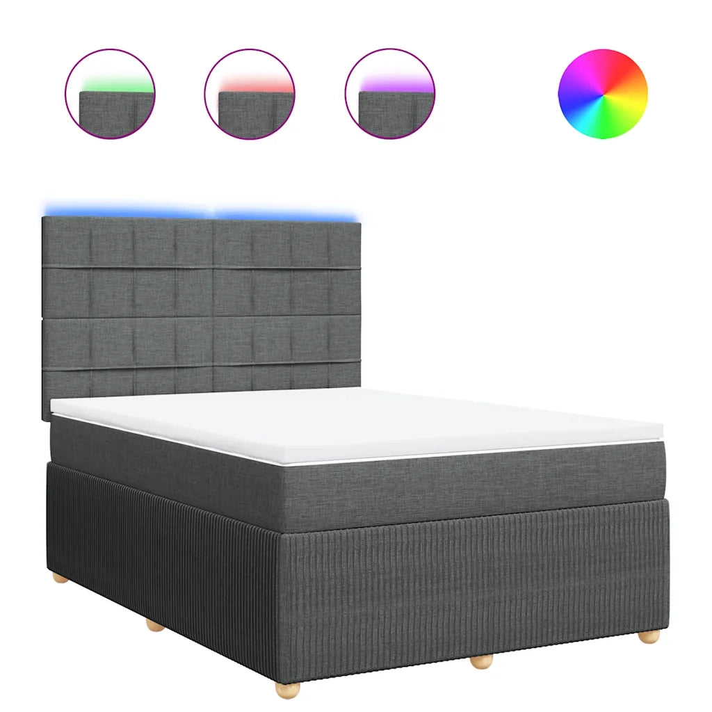 vidaXL Giroletto a Molle con Materasso Grigio Scuro 140x190 cm Tessuto