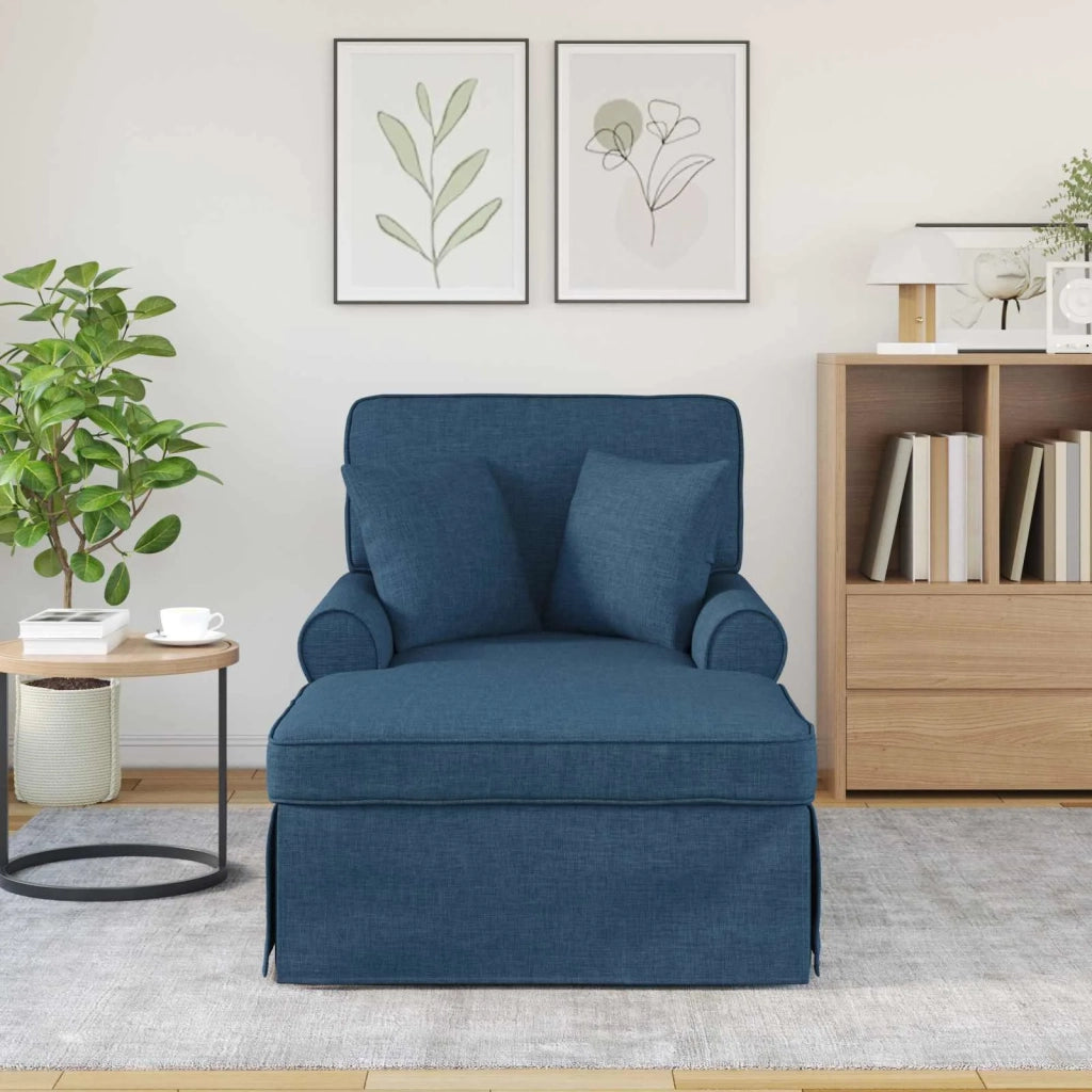 Chaise Longe con Gonna con cuscino 3 pz Blu Tessuto CFW1247917