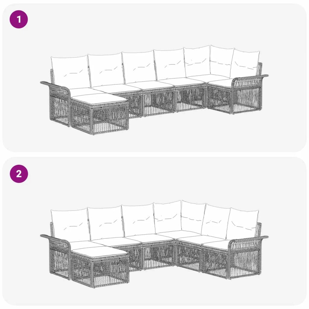 Set Divano da Giardino 7 pcs Beige polyrattan 3434904