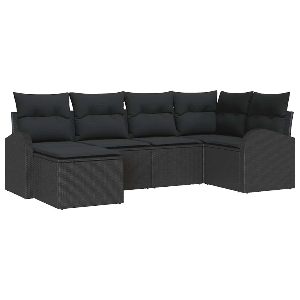 Set Divano da Giardino 6 pcs Nero polyrattan 3346113