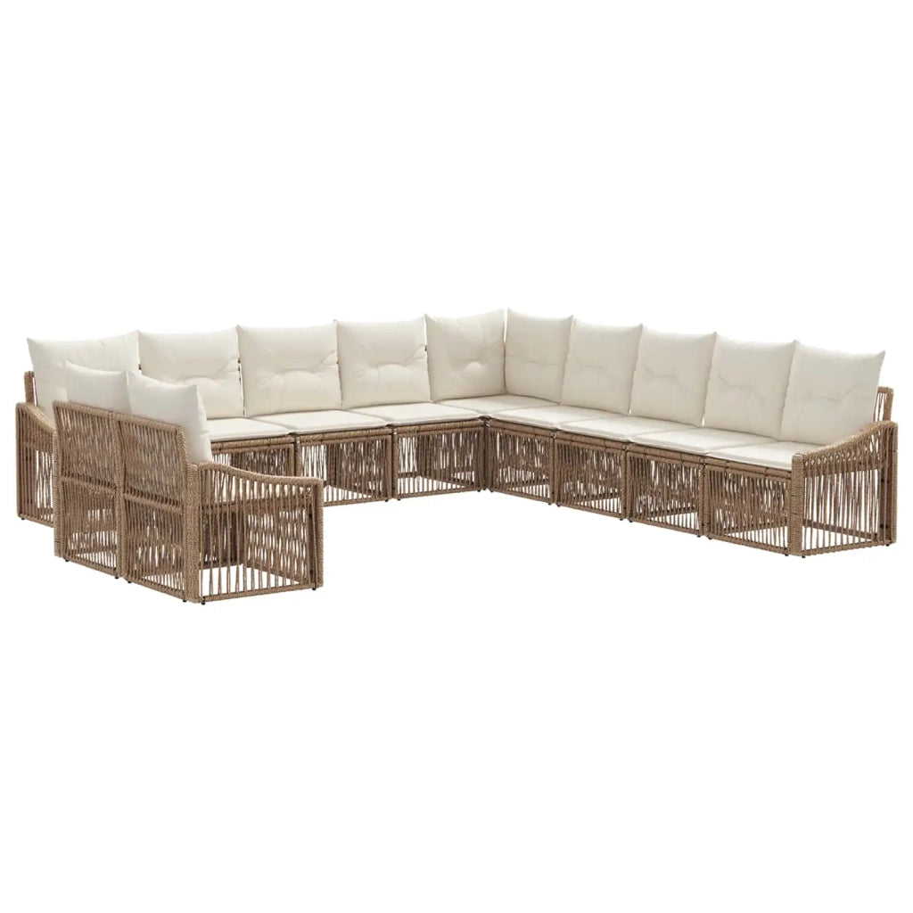 Set Divano da Giardino 11 pcs Beige polyrattan 3436059
