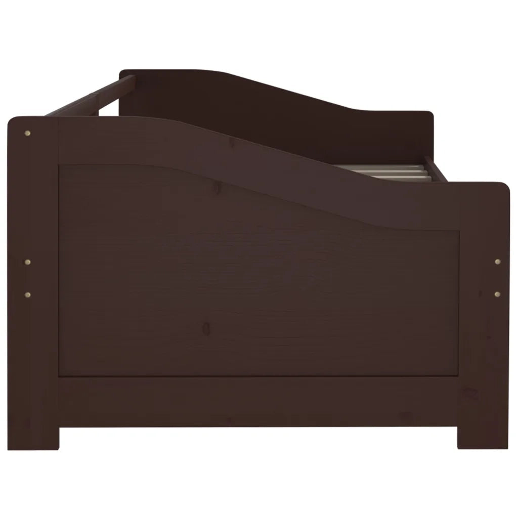 Divano Letto a 3 Posti-Sofa Letto 3 Posti-Daybed Marrone Scuro Massello di Pino 90x200cm