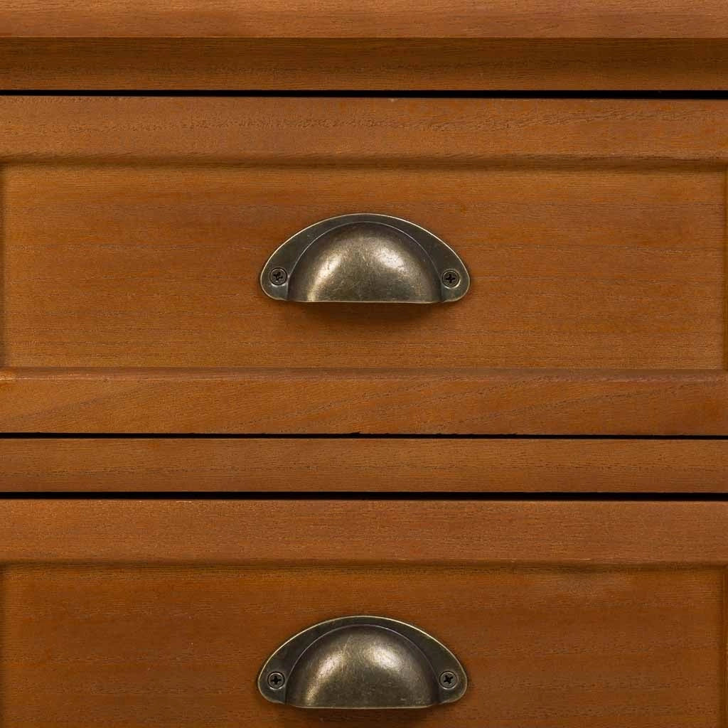 Comodino in legno con 3 cassetti marrone 45x35x60