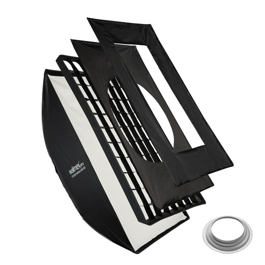Studio Softbox 80x120cm + adattatore softbox per Hensel Expert, ruotabile a 360°, facile da montare grazie alla funzione ombrello, include griglia, maschere