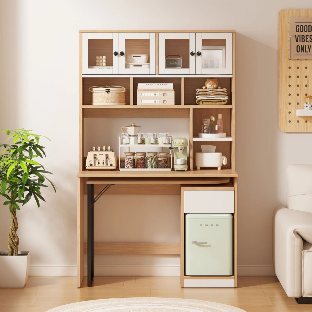 Scrivania con Libreria Integrata ¨C MINIMAL ¨C Bianco/Rovere, 180 cm