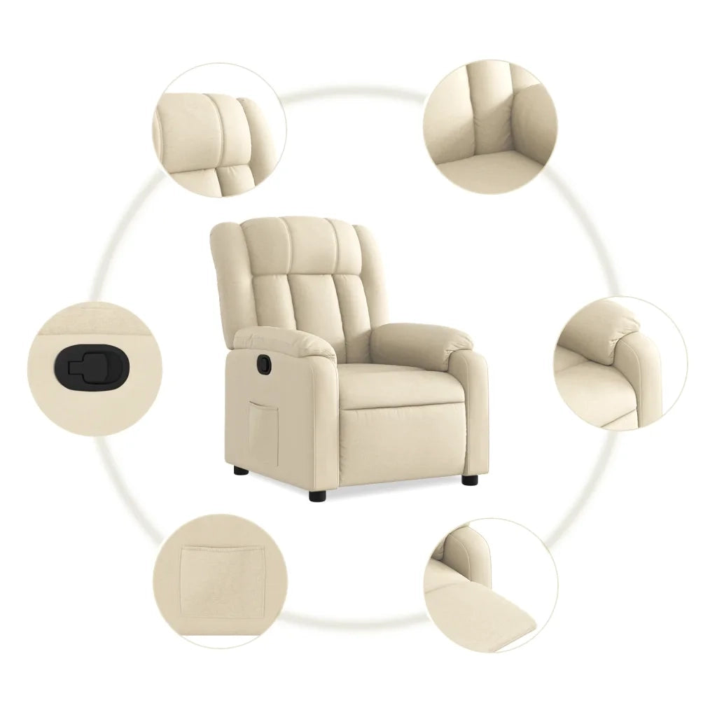 Divano Sedia-Poltrona Reclinabile in Tessuto Crema 467828