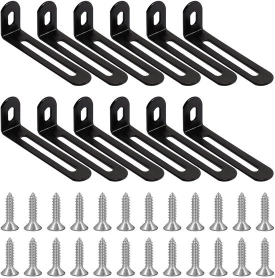 Connettore angolare 12 pezzi - Supporto angolare regolabile - Fermo angolare adattabile - Acciaio - 72,5 x 15 x 24 mm - Alta resistenza - Fermo angolare