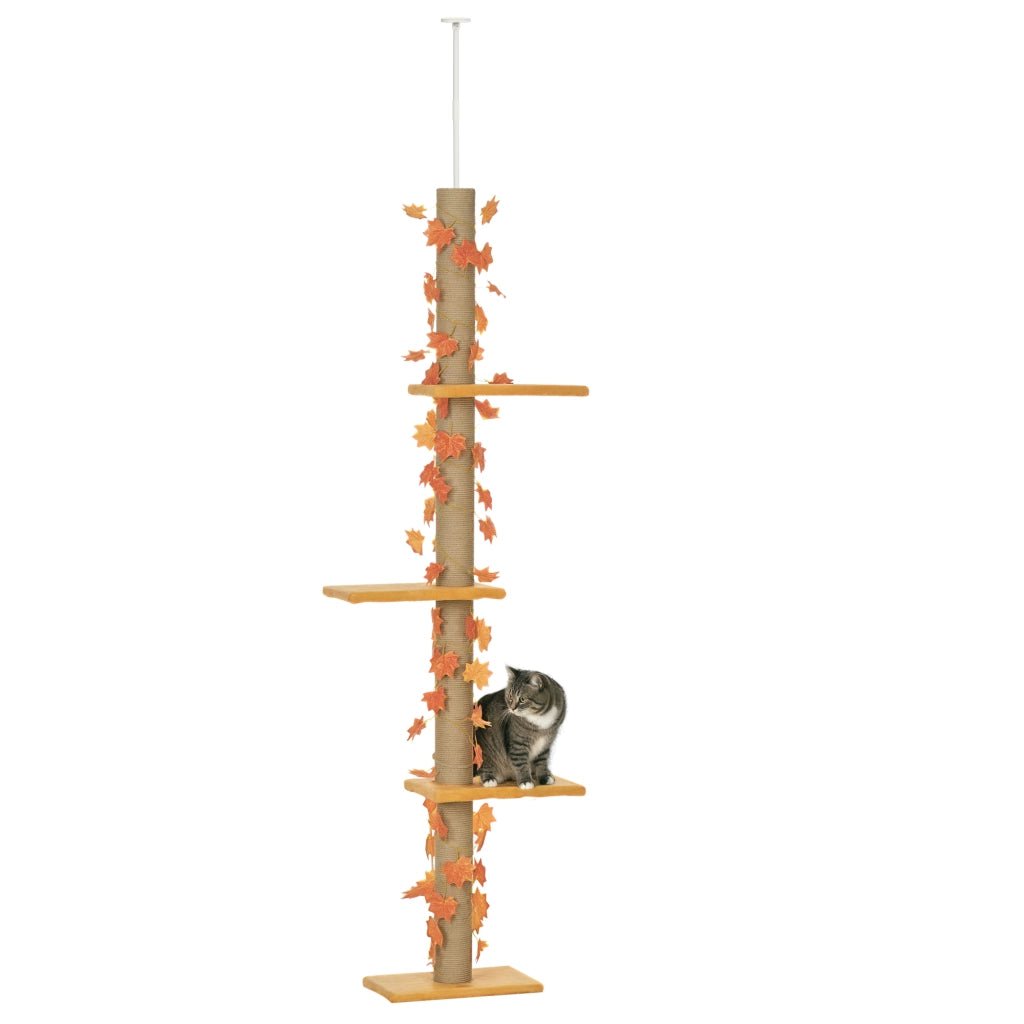 Tiragraffi a soffitto 202-242 cm regolabile ¨C Xylo ¨C 3 ripiani con decorazione foglia acero arancione
