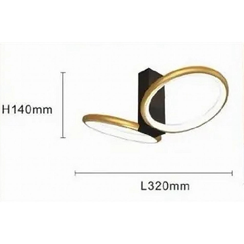 Trade Shop - Plafoniera Led 22 W 2 Cerchi Oro Moderno Lampadario Soffitto Doppio Anello 50544 -