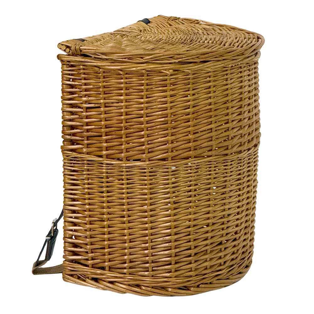 Cesto cesta zaino gerla vimini con coperchio e tracolla –41 cm x 30 cm x h 42 cm