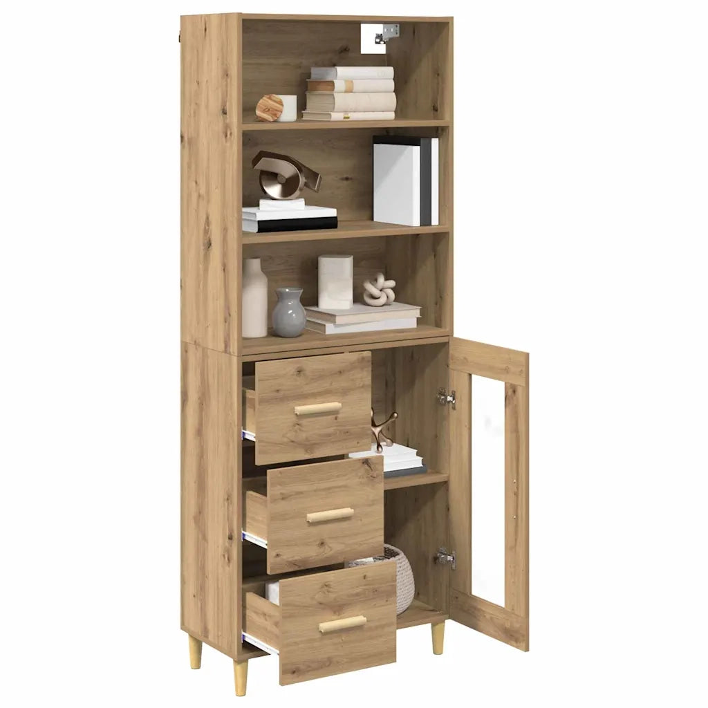 Credenza con Cassetto-Buffet-Armadio da cucina Rovere artigianale 69,5 x 32,5 x 180 cm 833162