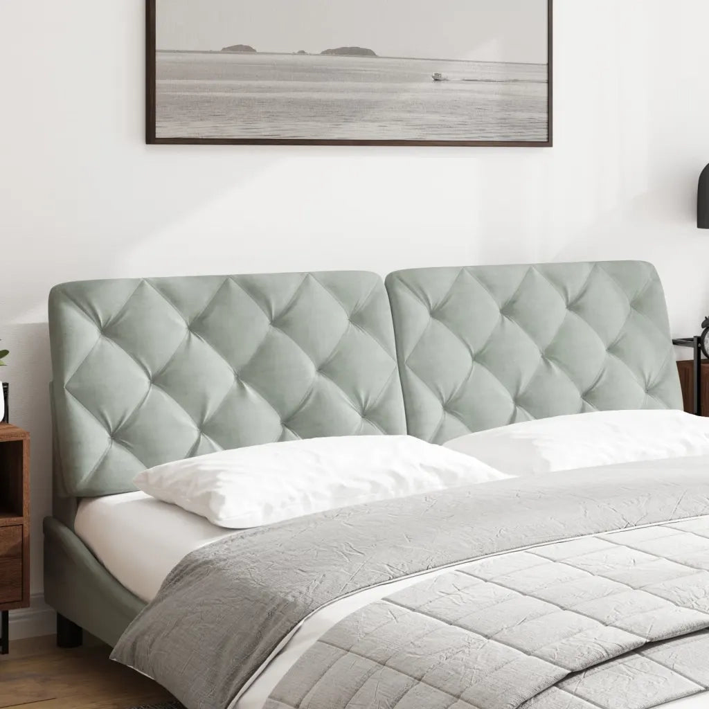 Cuscino Testiera-Cuscino per Testiera Grigio Chiaro 183 cm in Velluto