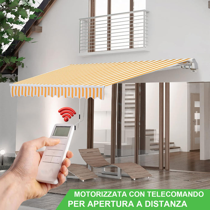 Tenda da Sole 295x200 cm a Bracci Motorizzata Elettrica - Gialla/bianca