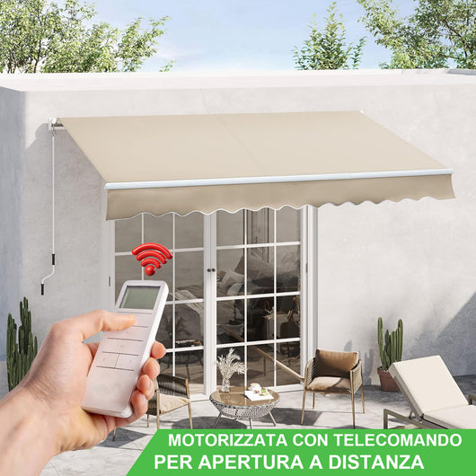 Tenda da Sole 295x200 cm a Bracci Motorizzata Elettrica - Beige tinta unita