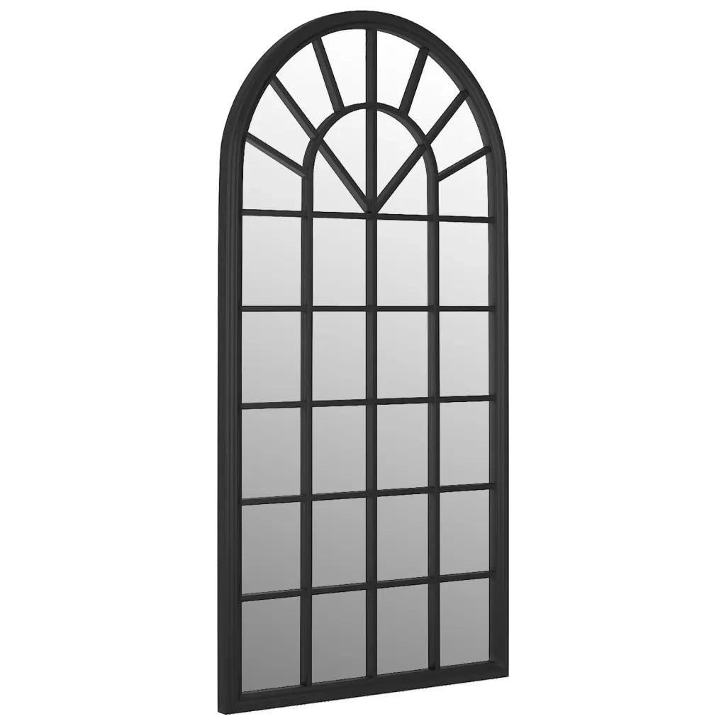 Specchio da Giardino-Specchio Decorativo-Specchio Esterno Nero 90x45 cm in Ferro per Uso Esterno