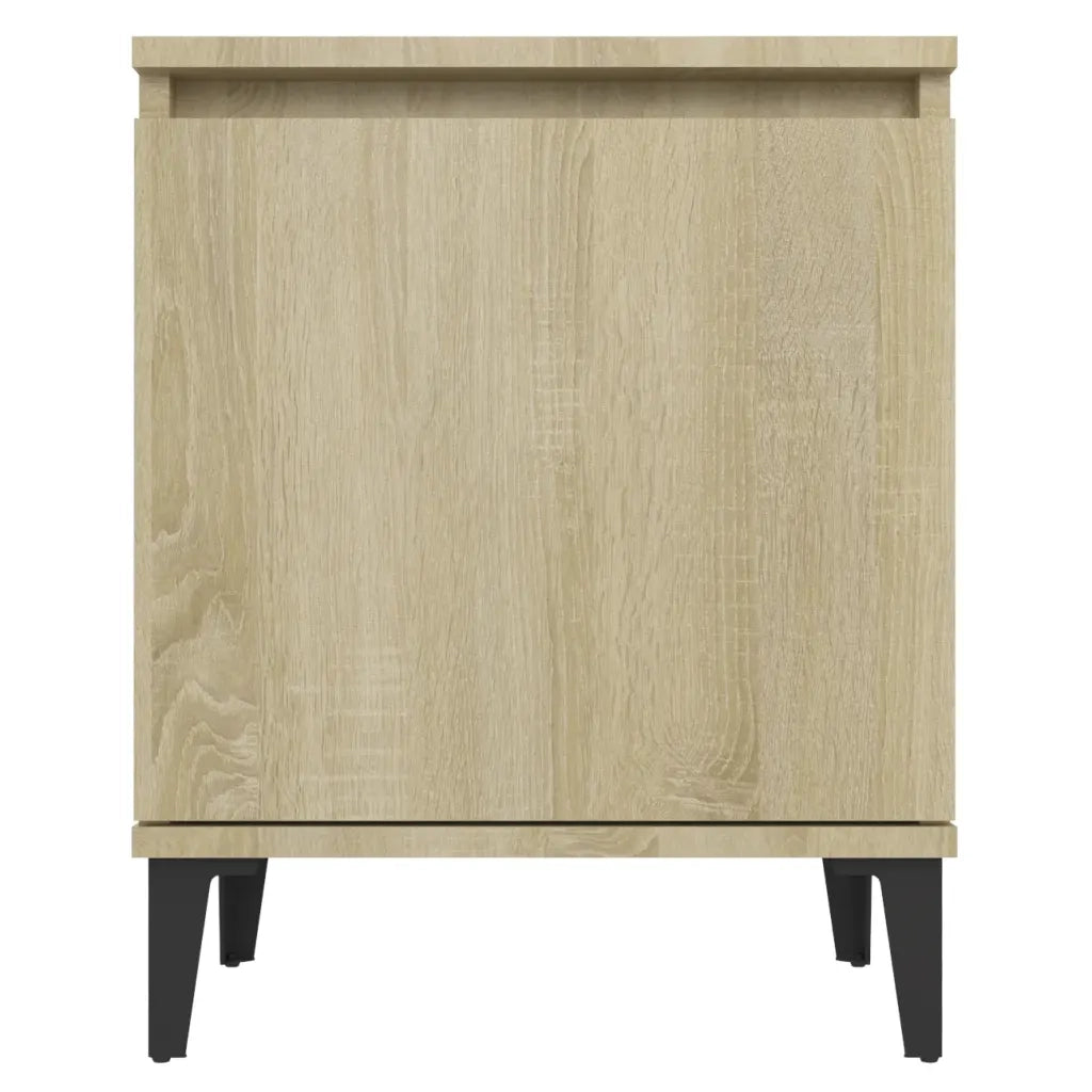 Comodino con Gambe in Metallo-Tavolino da notte Rovere Sonoma 40x30x50 cm 346552