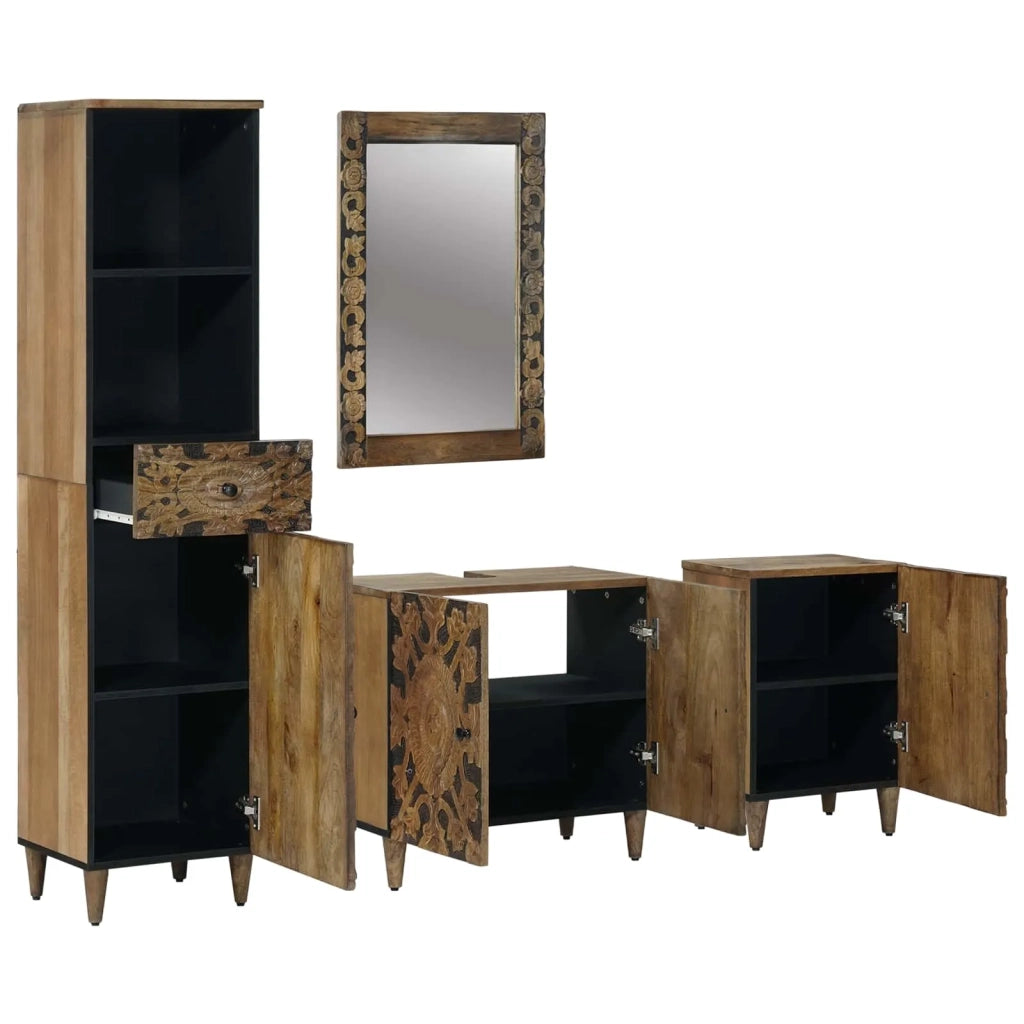 Set di mobili per il bagno con cassetto con porta 4 pcs Marrone 3310110