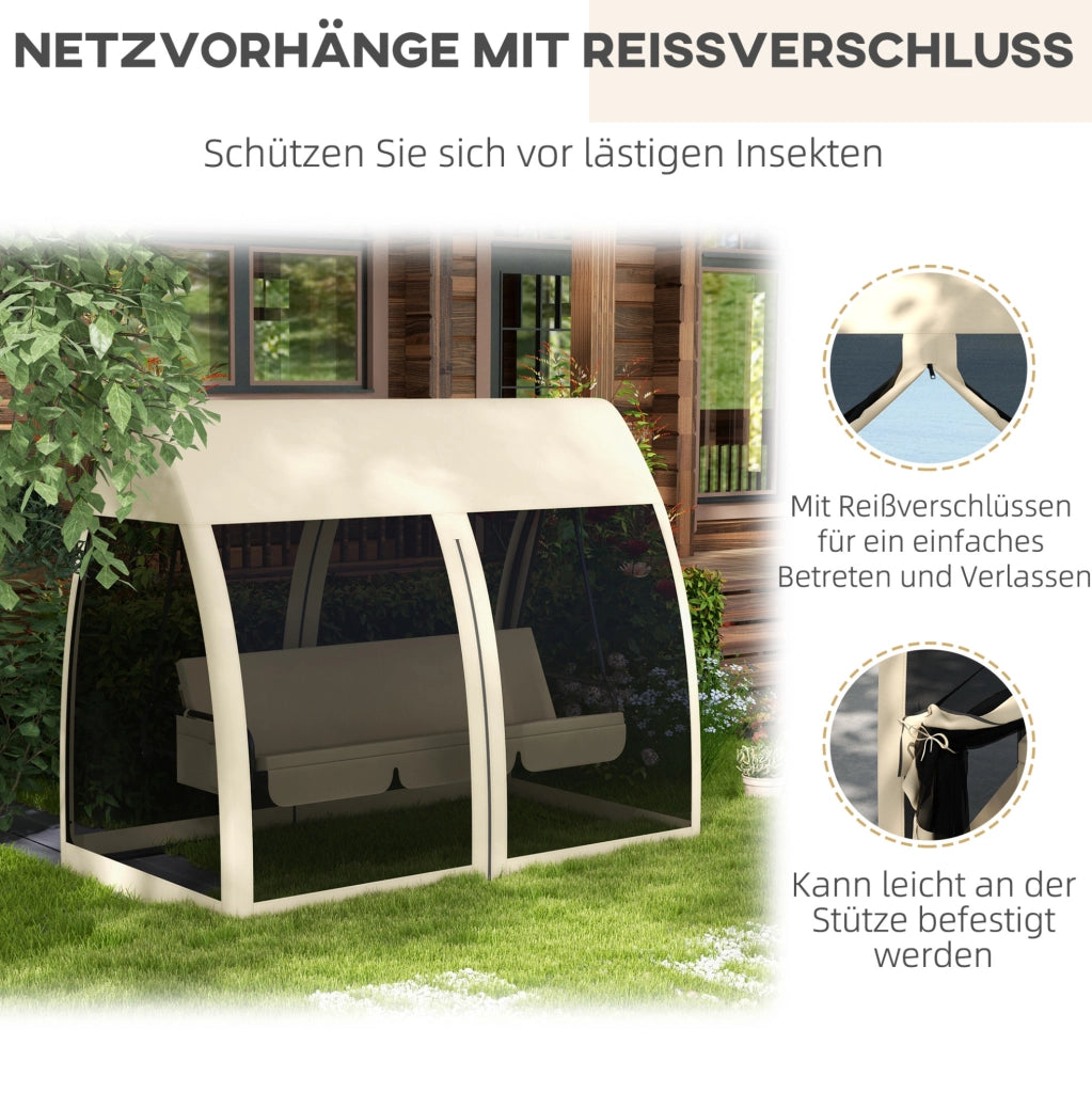 Altalena da giardino 3 posti 2 in 1 con funzione letto; baldacchino e zanzariera; caffè