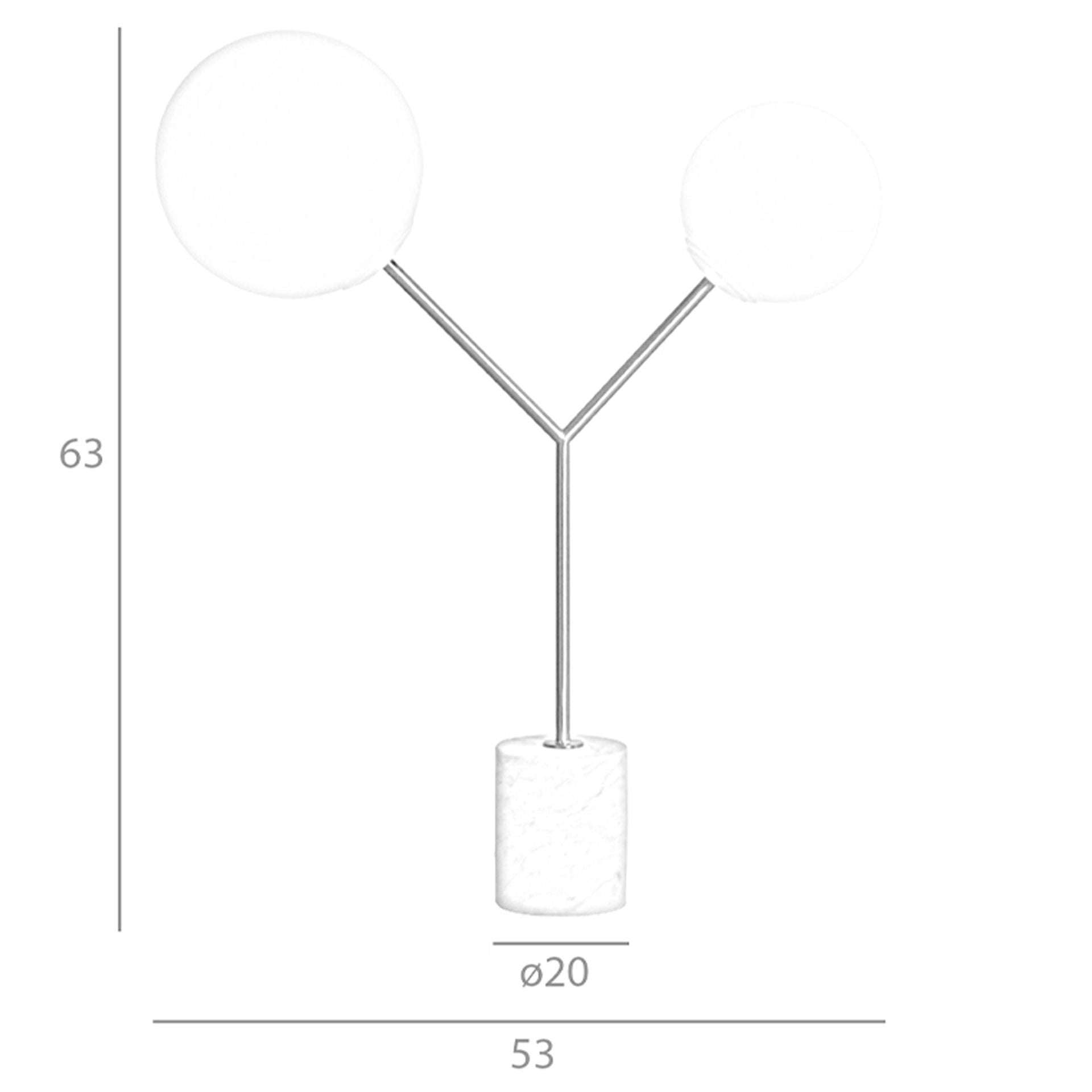 Lampada da tavolo in marmo bianco, acciaio dorato e vetro bianco