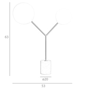 Lampada da tavolo in marmo bianco, acciaio dorato e vetro bianco