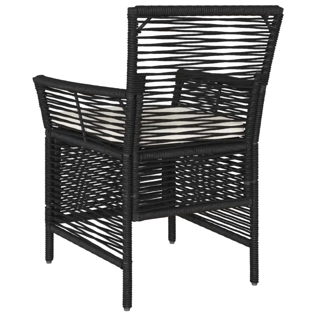 Sedia da esterno con cuscino 2 pcs Nero e Crema polyrattan 42026686