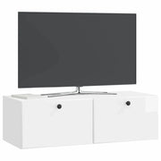 Mobile TV da Muro | Armadietto TV | Mobile Porta TV 98 x 41 x 30 cm Bianco Lucido