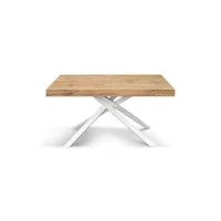 PAZZO DESIGN Tavolo Allungabile con Gambe Incrociate, Made in Italy, 160 x 90 x 74 cm, Rovere rustico con Gamba Bianca