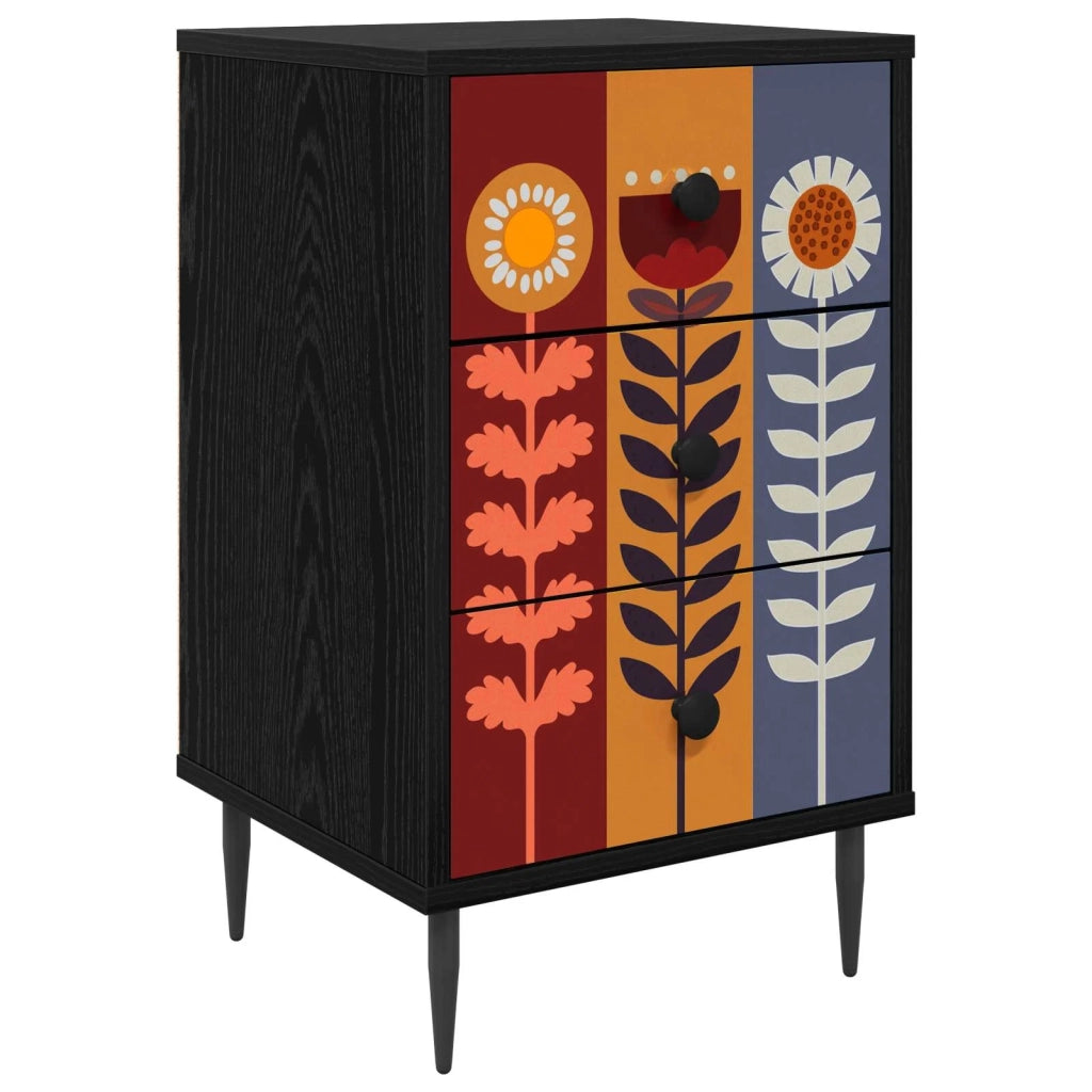 Armadio da Notte ESSEN Rovere Nero 36 x 33 x 61 cm 8007335