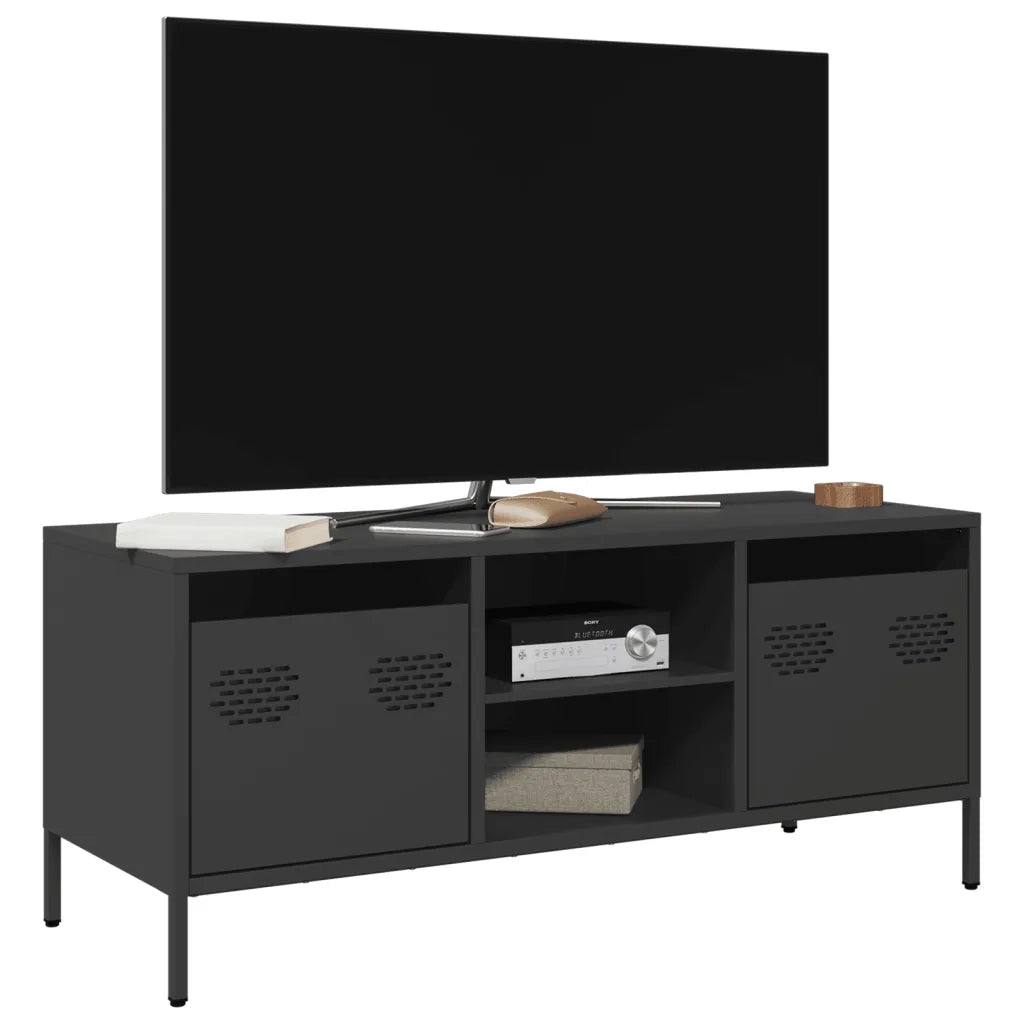 vidaXL Mobile TV Nero 101,5x39x43,5 cm in Acciaio Laminato a Freddo