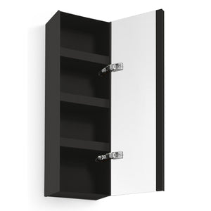 Lineabeta - Pensile con anta a specchio Ciacole nero 25x80 cm