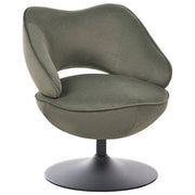 Poltrona girevole in velluto verde scuro con base girevole e schienale basso, poltrona ergonomica da salotto