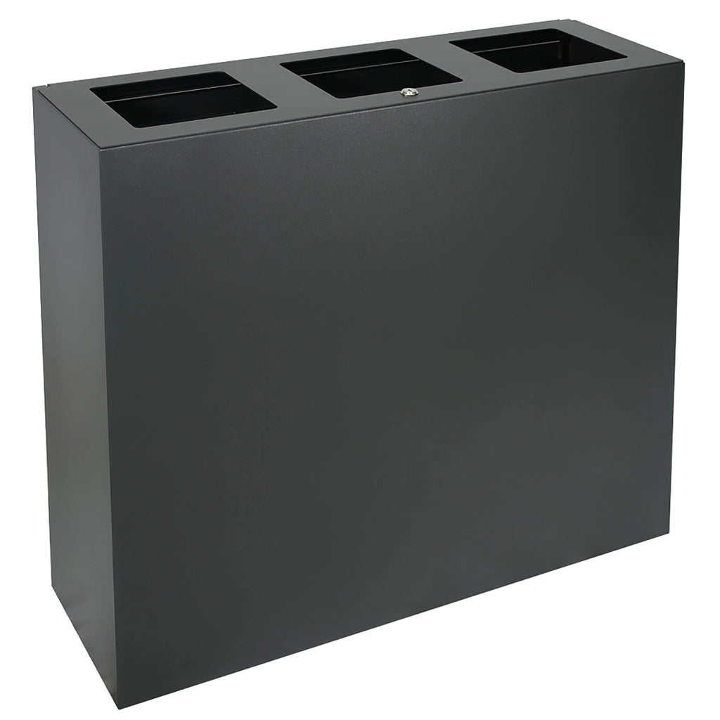 Pattumiera per Raccolta Differenziata 3 Scomparti Capacità 180 lt 90x30x80 cm in Acciaio Antracite