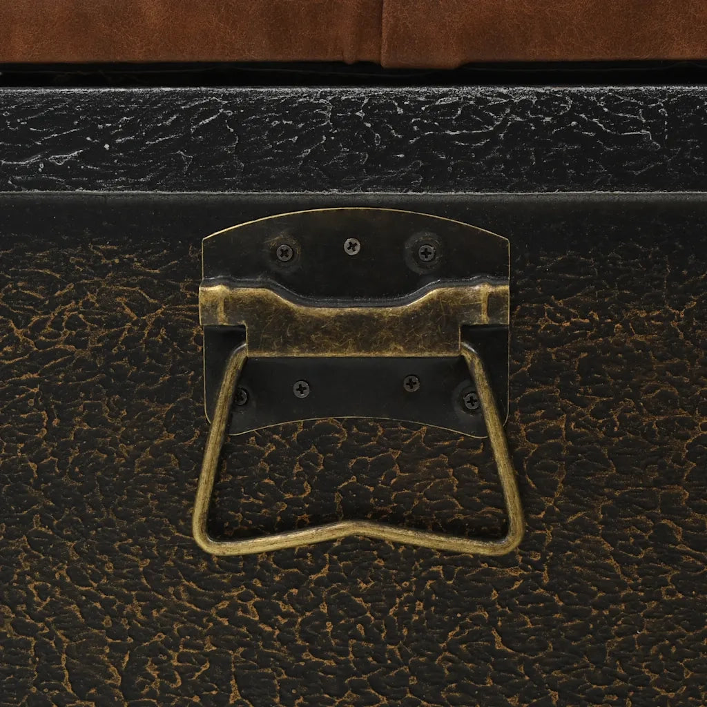 Cassapanca in Legno Massello di Abete e Similpelle 80,5x41x50cm