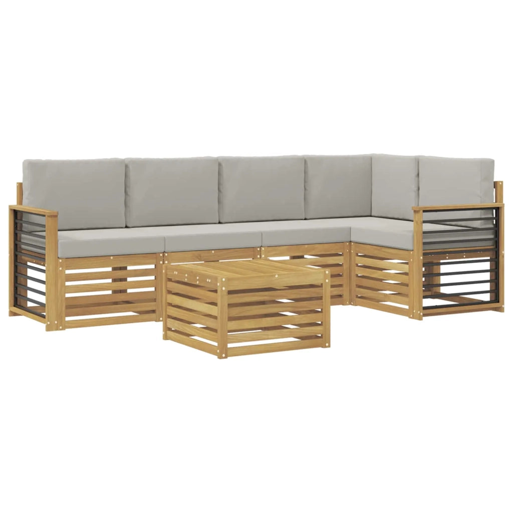 Set di divani da esterno 6 pcs Bianco e Grigio Chiaro 3391886